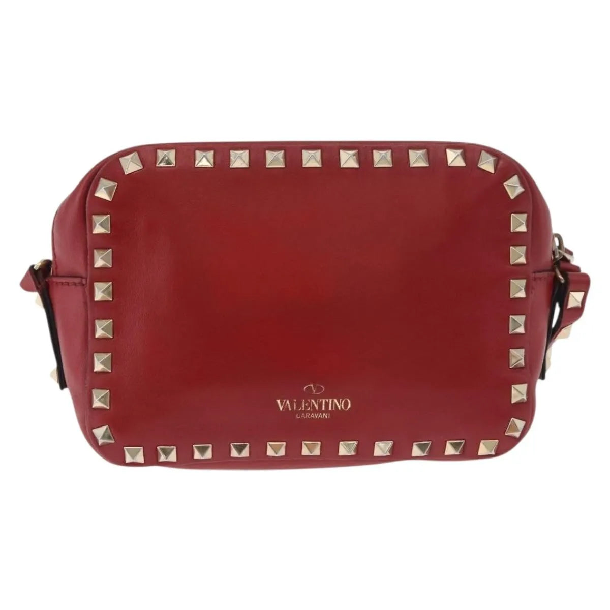 Valentino Garavani Rockstud Camera Leather, Red, Leather, Shoulder Bag