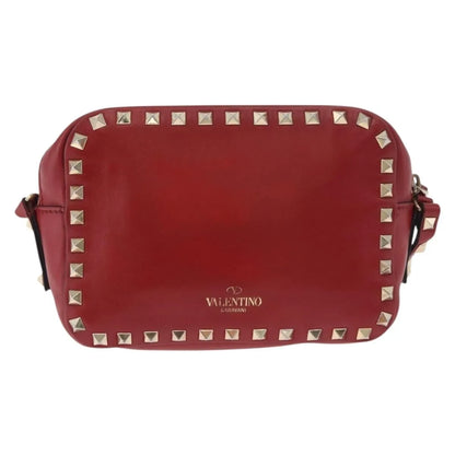 Valentino Garavani Rockstud Camera Leather, Red, Leather, Shoulder Bag