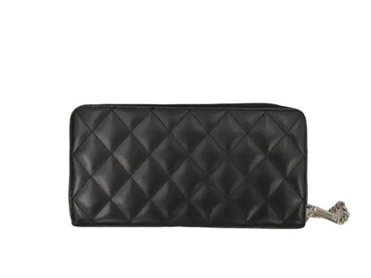 Chanel Cambon Zip Around Quilted Lambskin, Black, Leather, Wallet