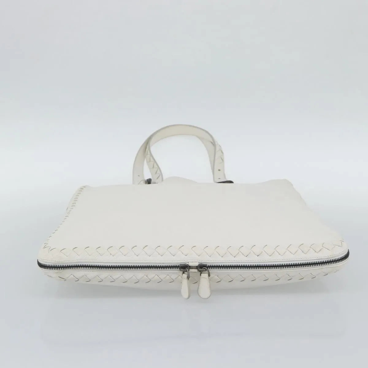 Bottega Veneta Belted Tote Intrecciato Nappa, White, Leather, Tote Bag