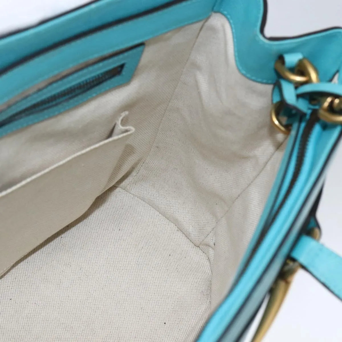Gucci Bright Bit Convertible Tote Leather, Blue, Leather, Tote Bag