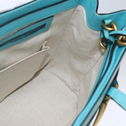 Gucci Bright Bit Convertible Tote Leather, Blue, Leather, Tote Bag