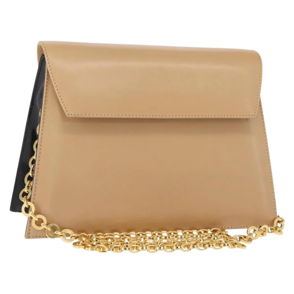 Salvatore Ferragamo Vintage Flap Leather, Beige, Leather, Shoulder Bag
