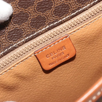 Celine Vintage Macadam Canvas and Leather, Brown, Canvas, Shoulder Bag