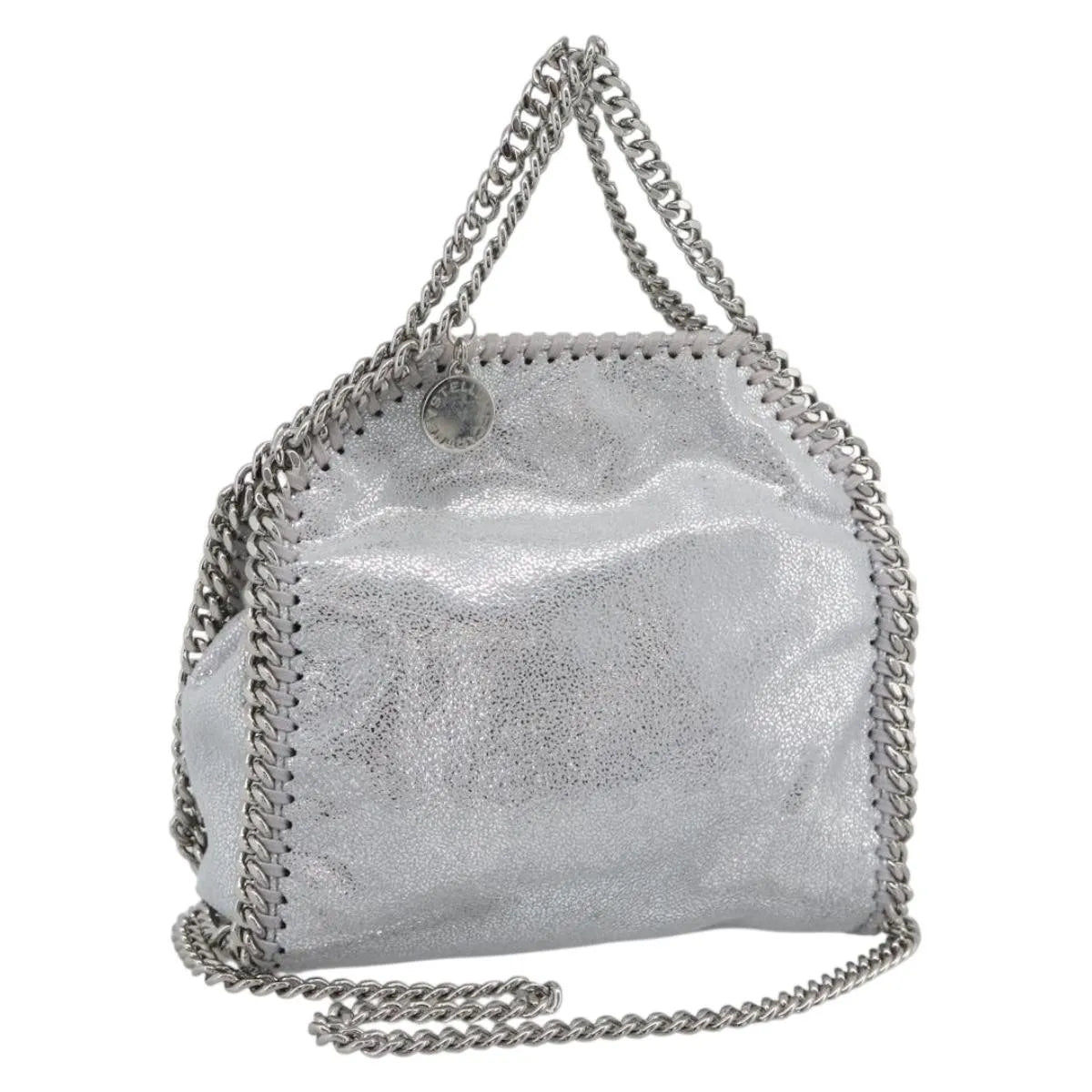 Stella McCartney Falabella Fold Over Faux Leather, Silver, Polyester, Shoulder Bag