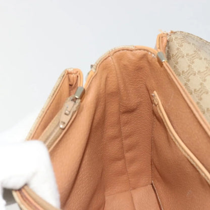 Celine Vintage Macadam Canvas and Leather, Beige, Canvas, Shoulder Bag