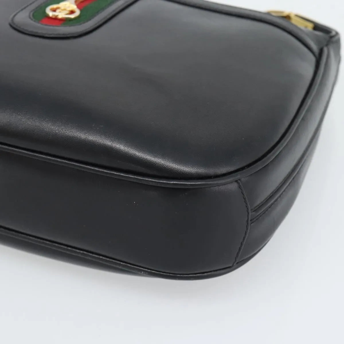 Gucci Vintage Horsebit Leather, Black, Leather, Shoulder Bag
