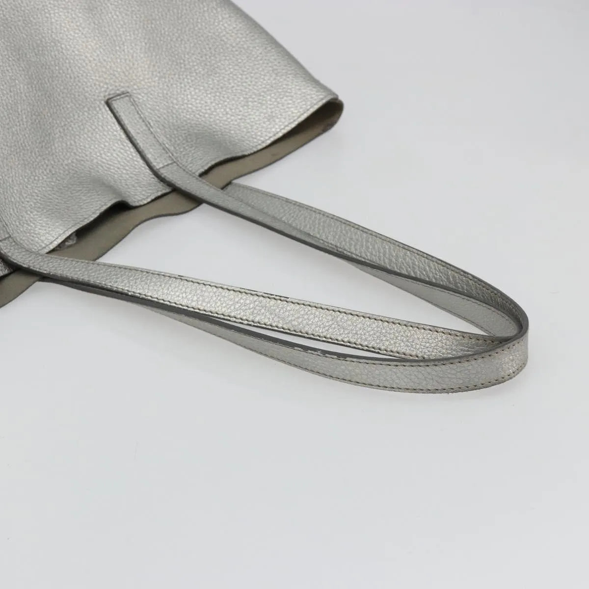Prada Vintage Tote Leather, Silver, Leather, Tote Bag