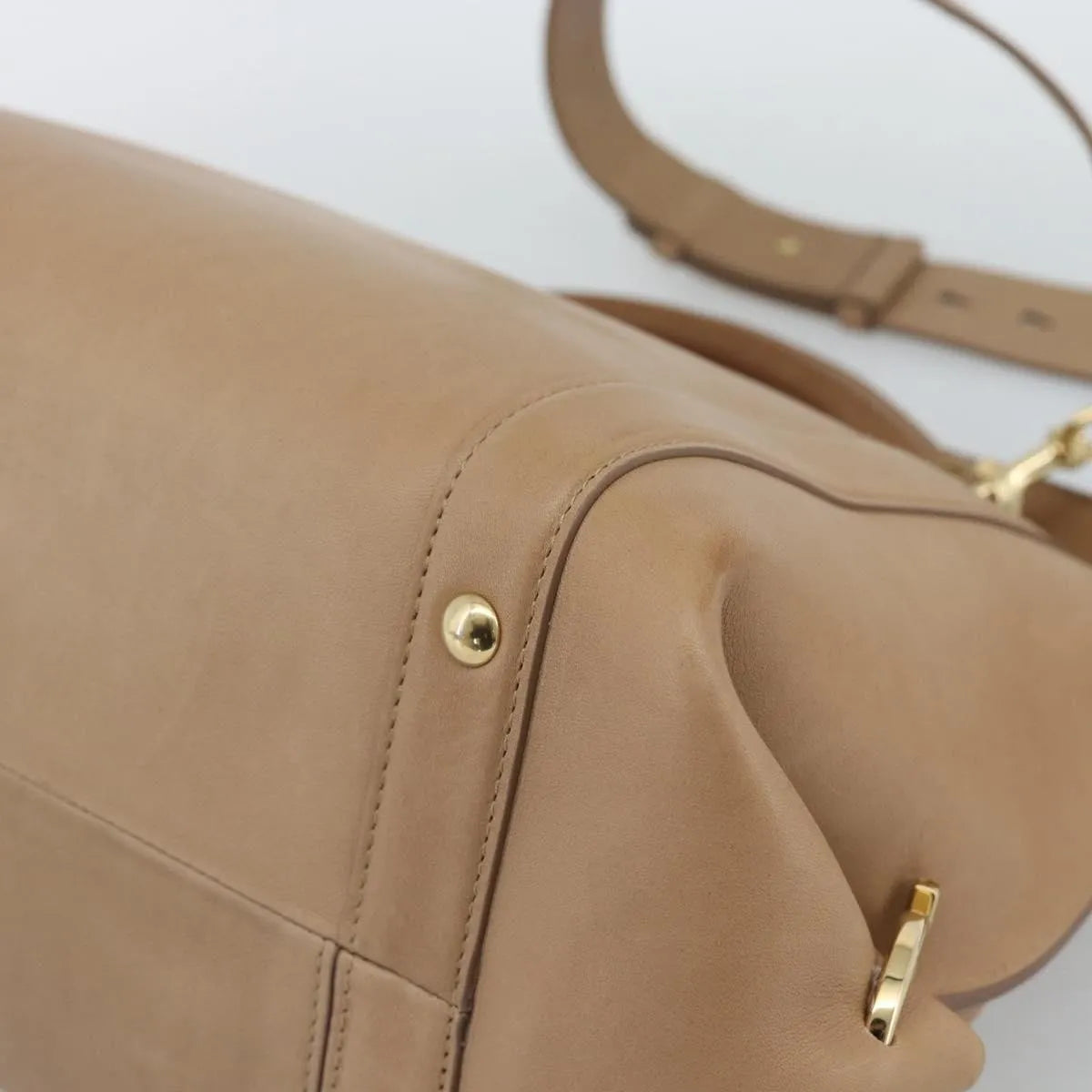 Salvatore Ferragamo Sofia Rainbow Saddle Leather, Beige, Leather, Handbag