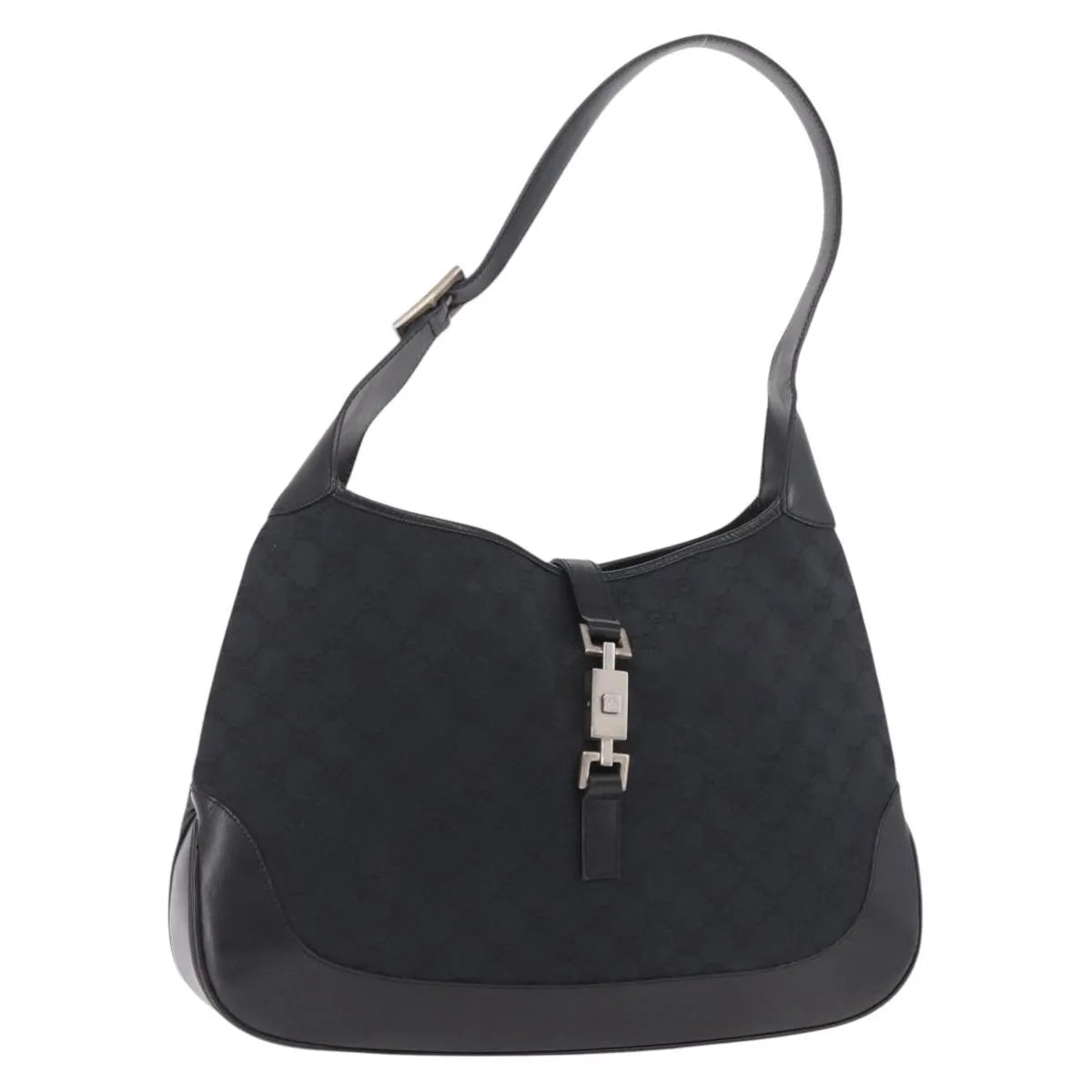 Gucci Vintage Jackie O Hobo Canvas and leather, Black, Canvas, Shoulder Bag