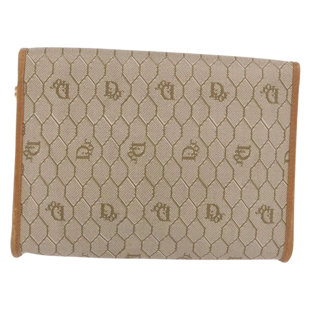 Christian Dior Vintage Honeycomb chain Canvas, Beige, Canvas, Shoulder Bag