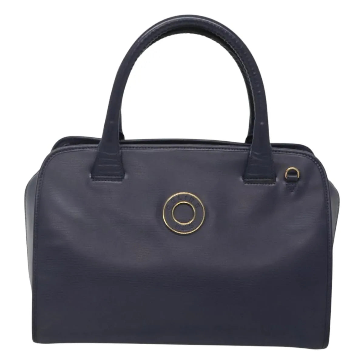 Celine Circle Logo Leather, Blue, Leather, Handbag