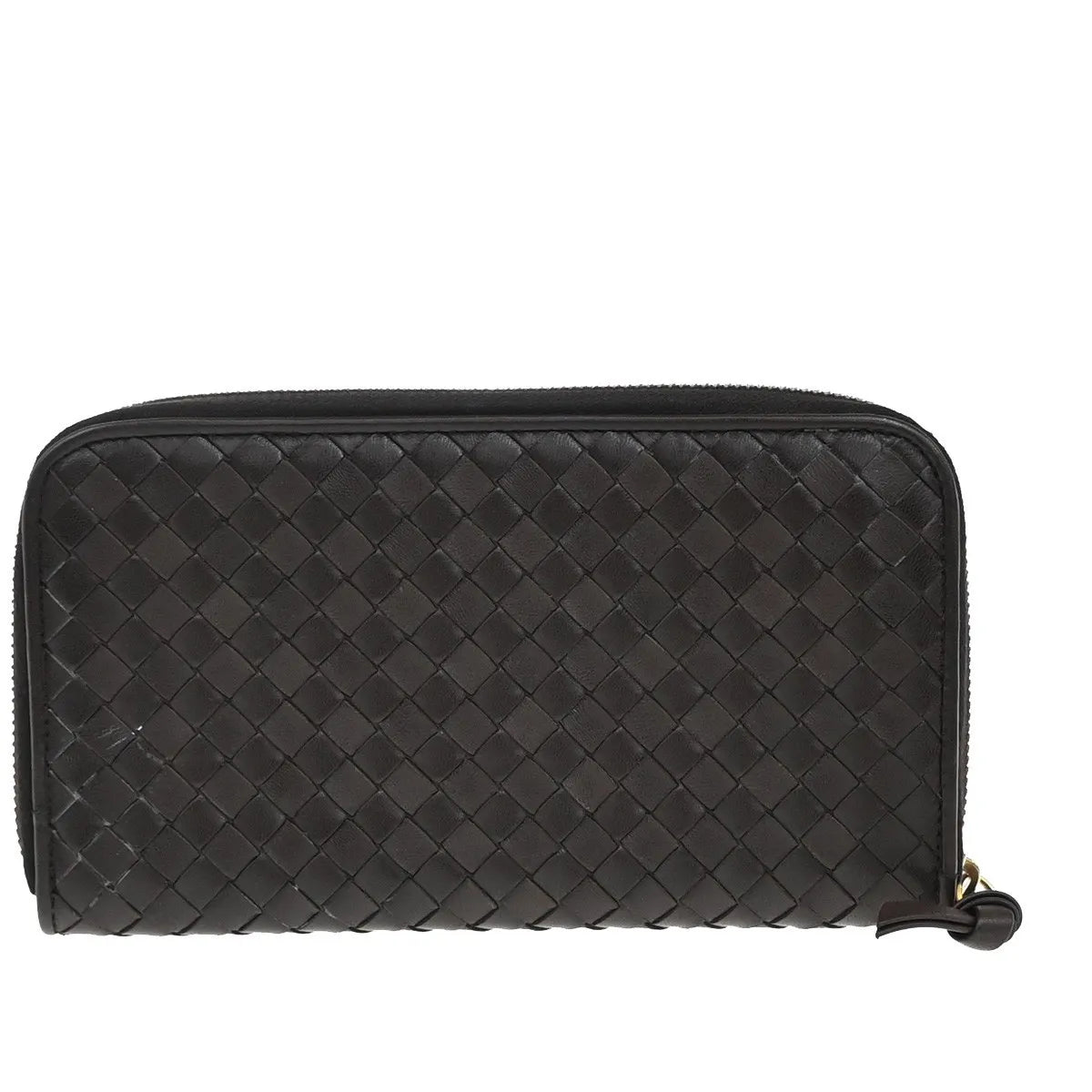 Bottega Veneta Intrecciato Long Zip Leather, Brown, Leather, Wallet