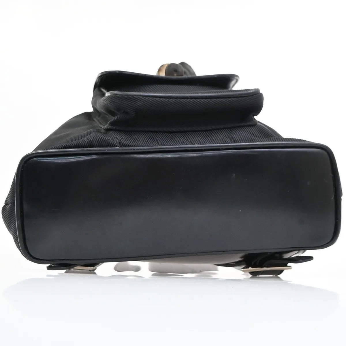 Gucci Vintage Bamboo Nylon and Patent Leather, Black, Nylon, Backpack