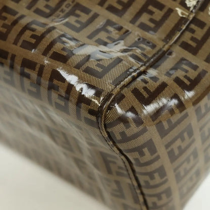 Fendi Mamma Baguette Zucca patent leather, Brown, Canvas, Shoulder Bag