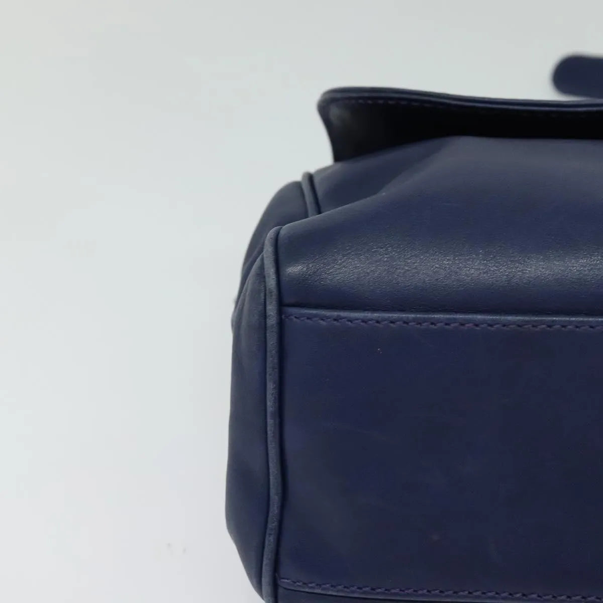 Celine Circle Logo Leather, Navy, Leather, Shoulder Bag