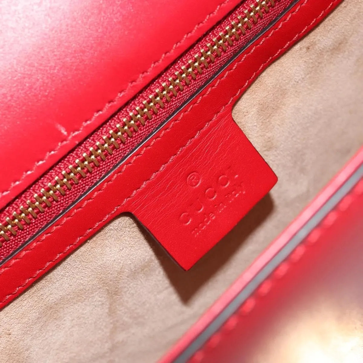 Gucci Sylvie Leather, Red, Leather, Shoulder Bag