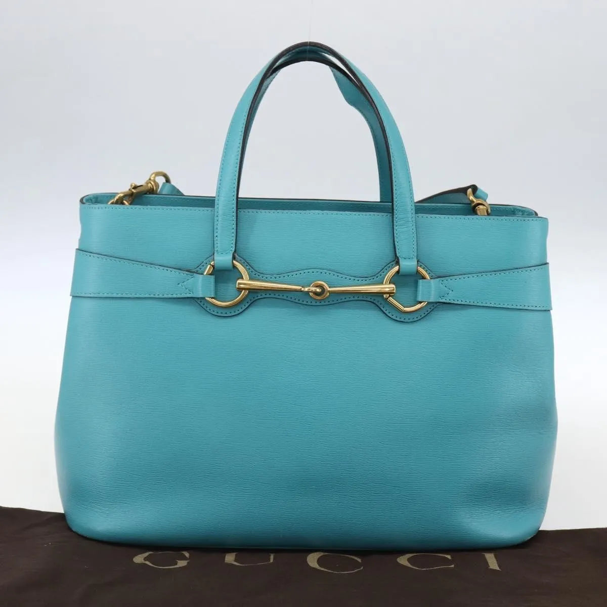 Gucci Bright Bit Convertible Tote Leather, Blue, Leather, Tote Bag