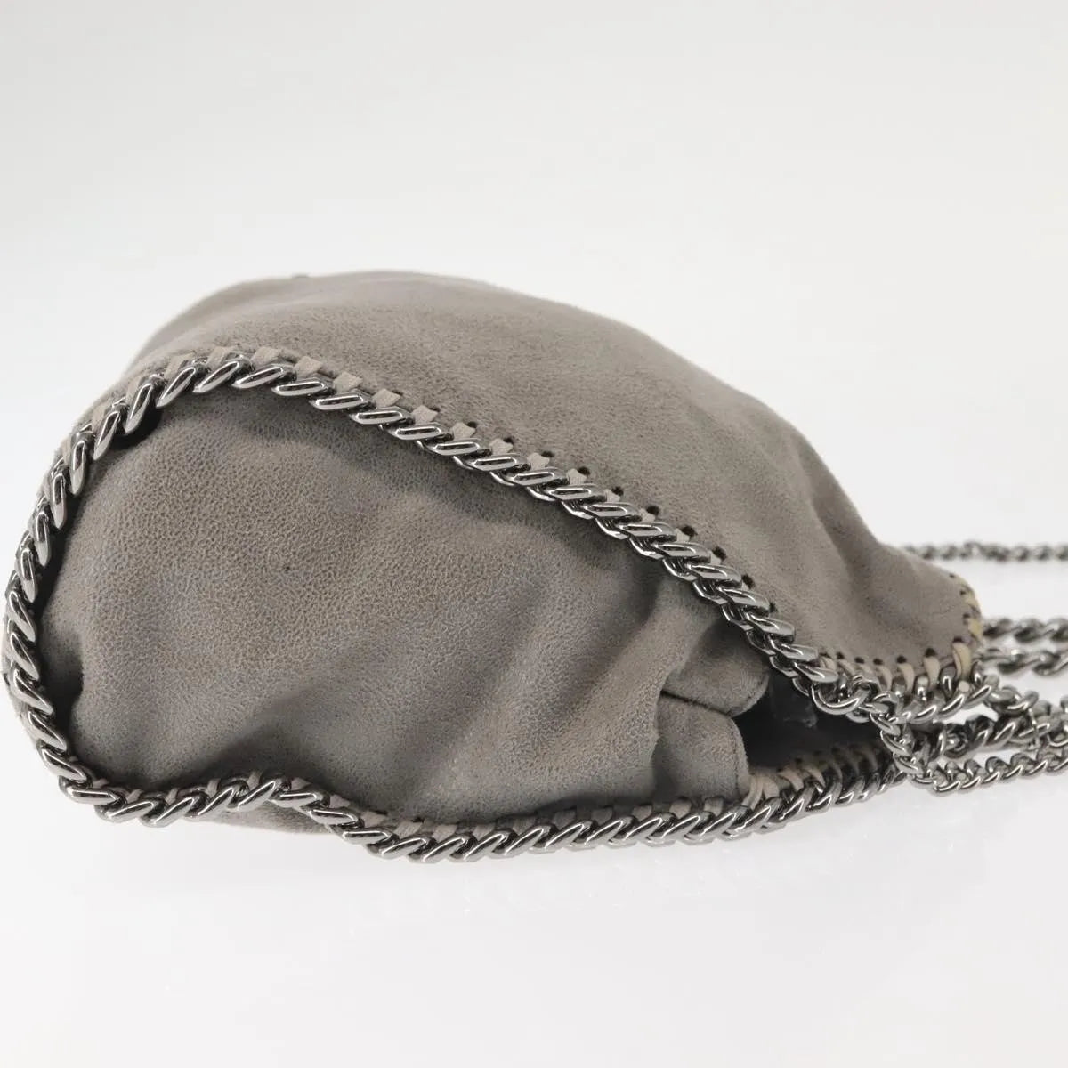 Stella McCartney Falabella Fold Over Faux Suede, Gray, Synthetic, Shoulder Bag