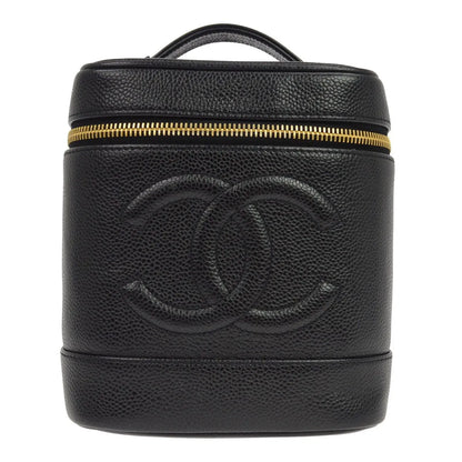 Chanel Vanity Leather, Black, Leather, Handbag