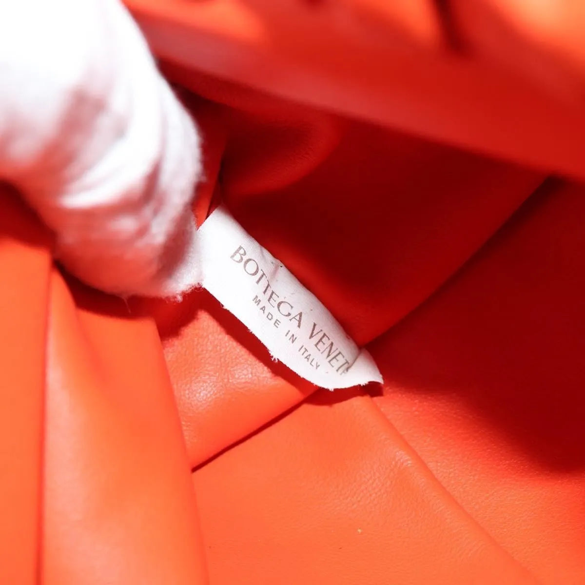 Bottega Veneta The Chain Leather, Orange, Leather, Shoulder Bag
