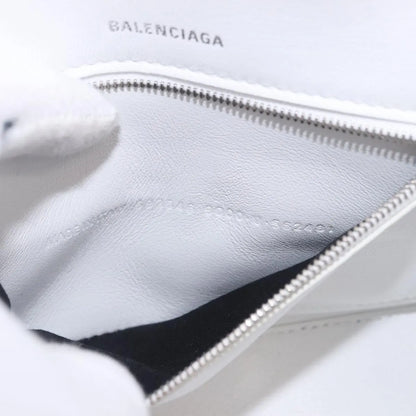 Balenciaga Hourglass Top Handle Leather, White, Leather, Handbag