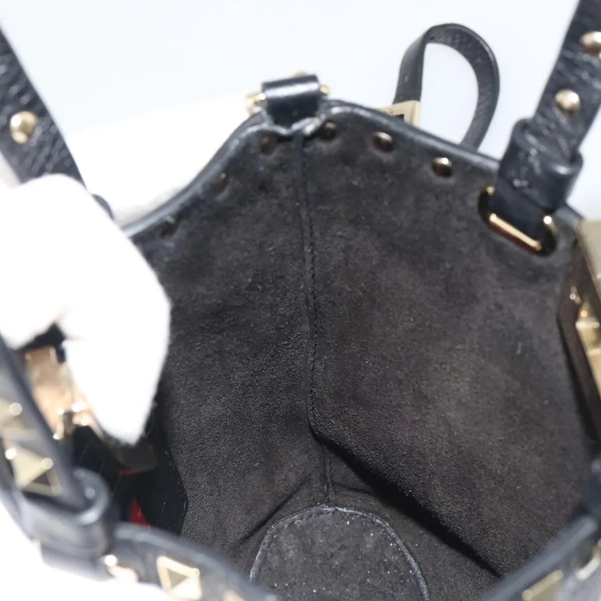 Valentino Garavani Rockstud Leather, Black, Leather, Handbag