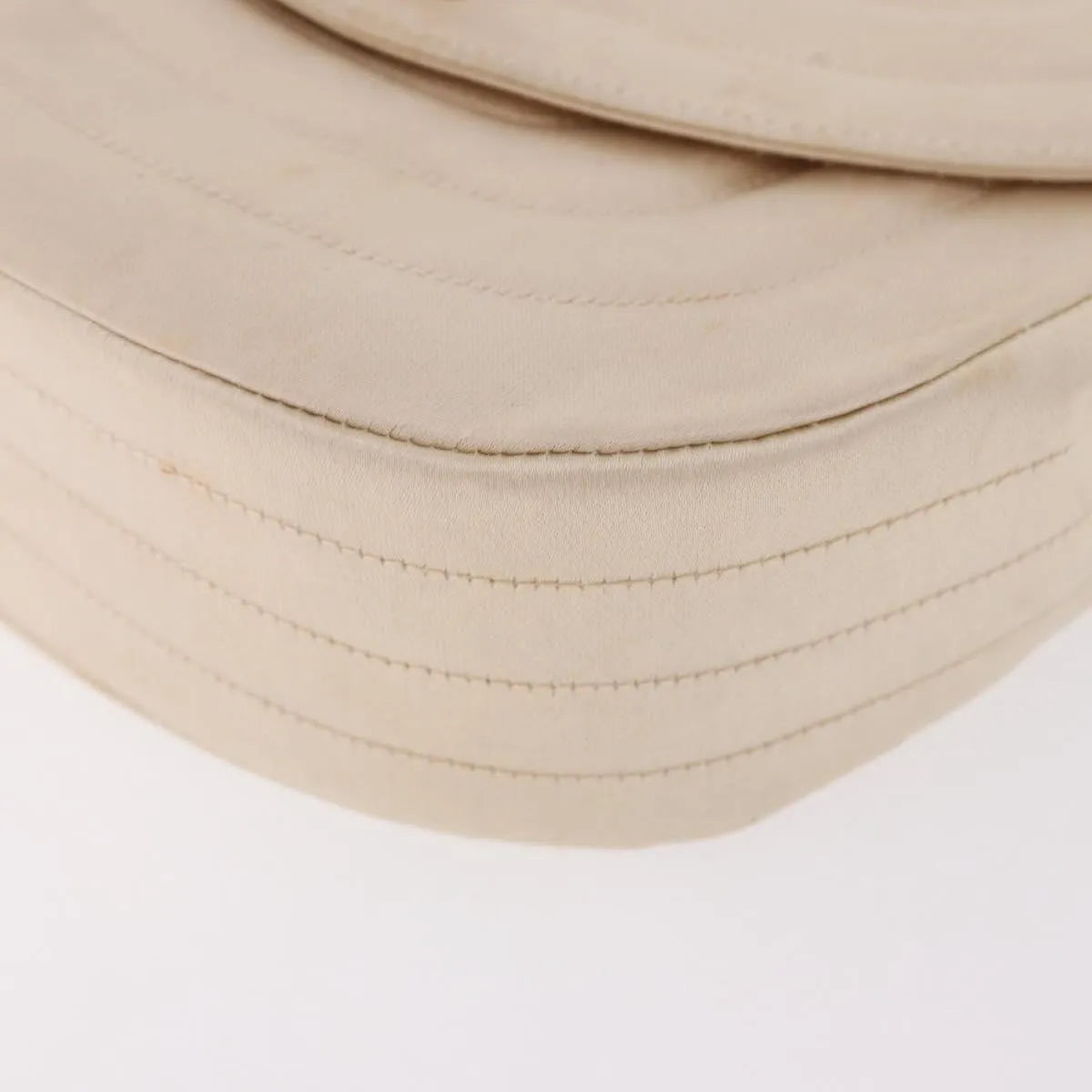 Chanel Vintage Round Flap Satin, Beige, Satin, Shoulder Bag