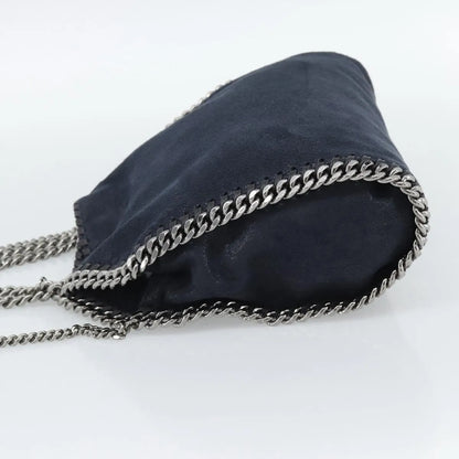 Stella McCartney Falabella Fold Over Faux Leather, Navy, Polyester, Shoulder Bag