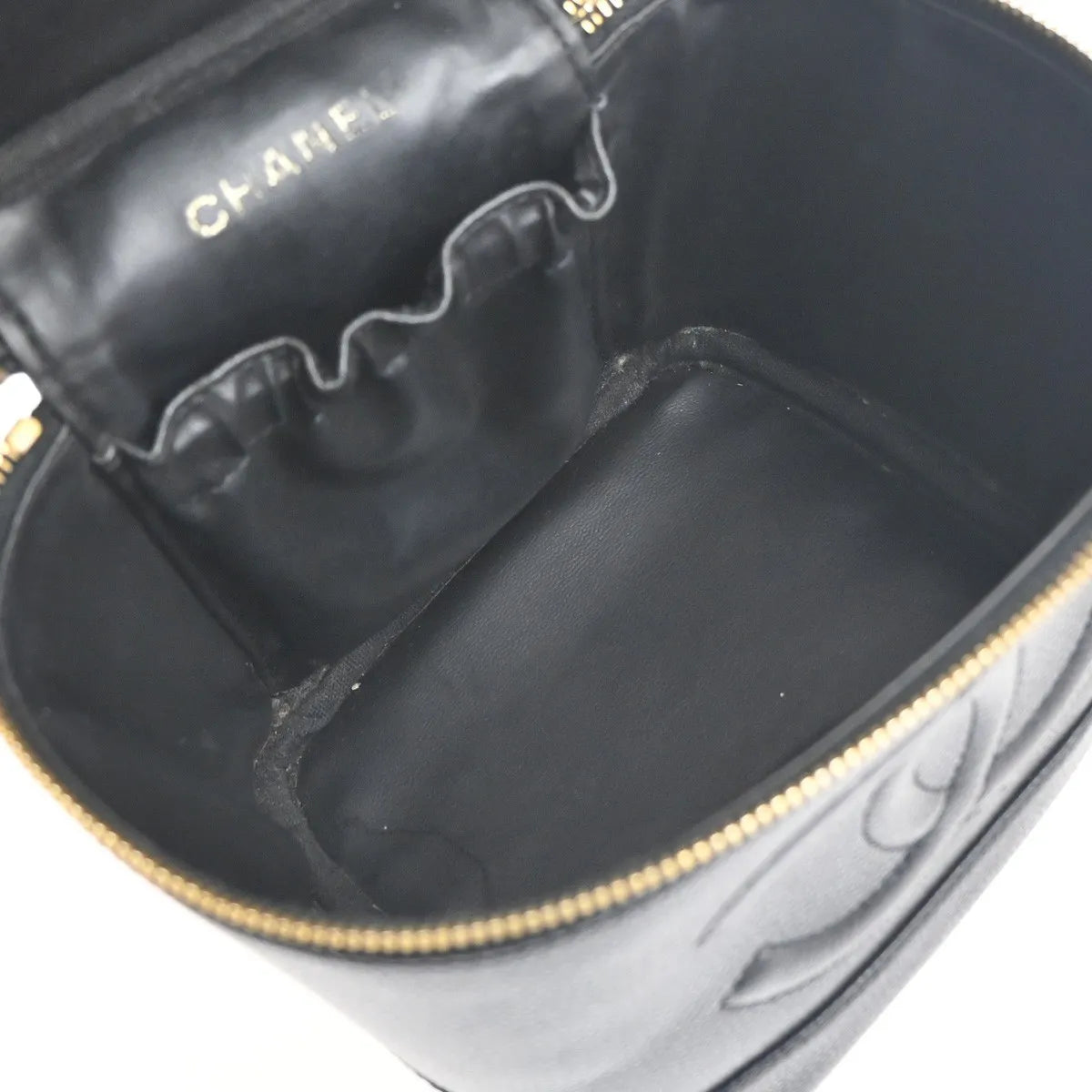 Chanel Vintage Timeless Cosmetic Case Caviar, Black, Leather, Handbag