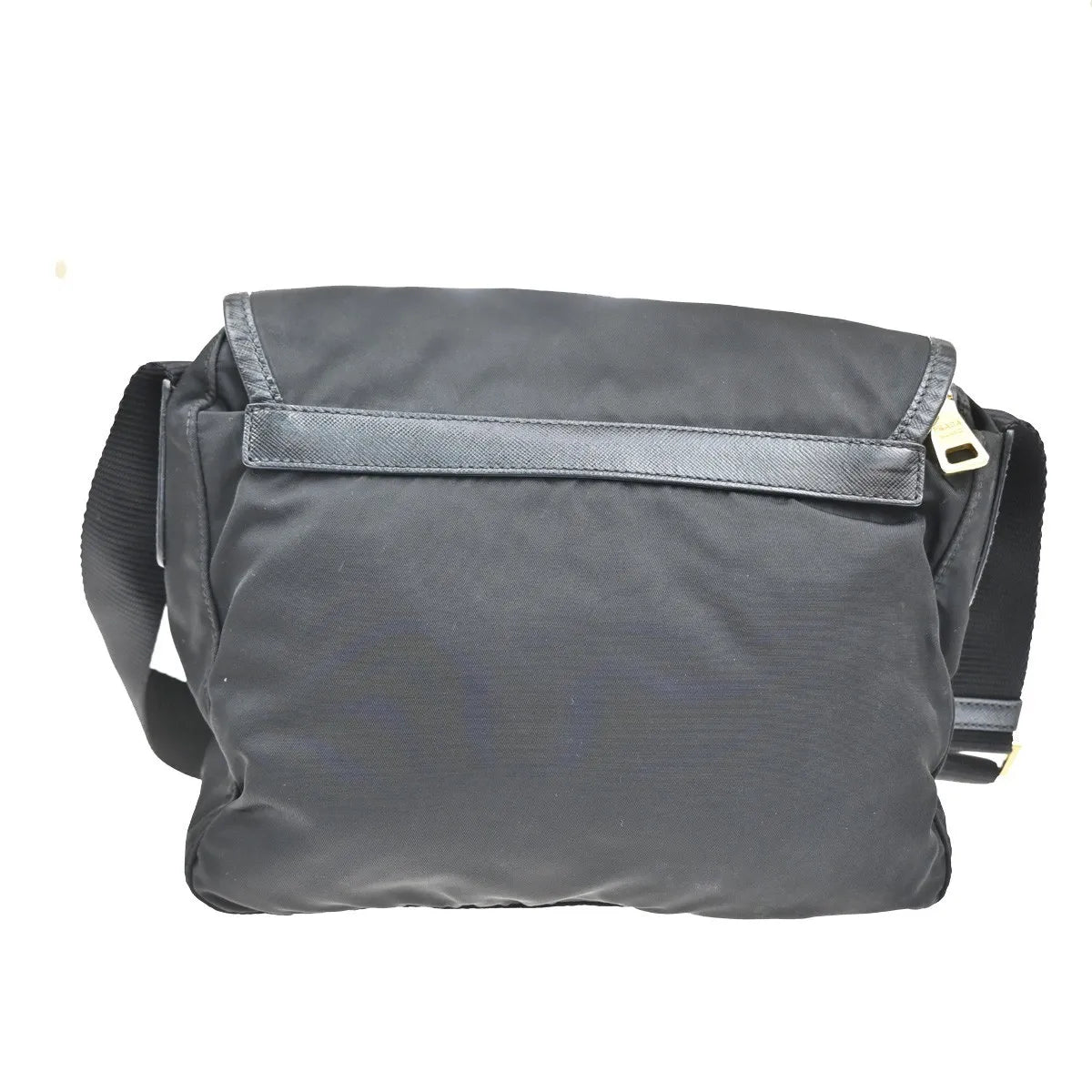 Prada Buckle Messenger Tessuto, Black, Nylon, Shoulder Bag