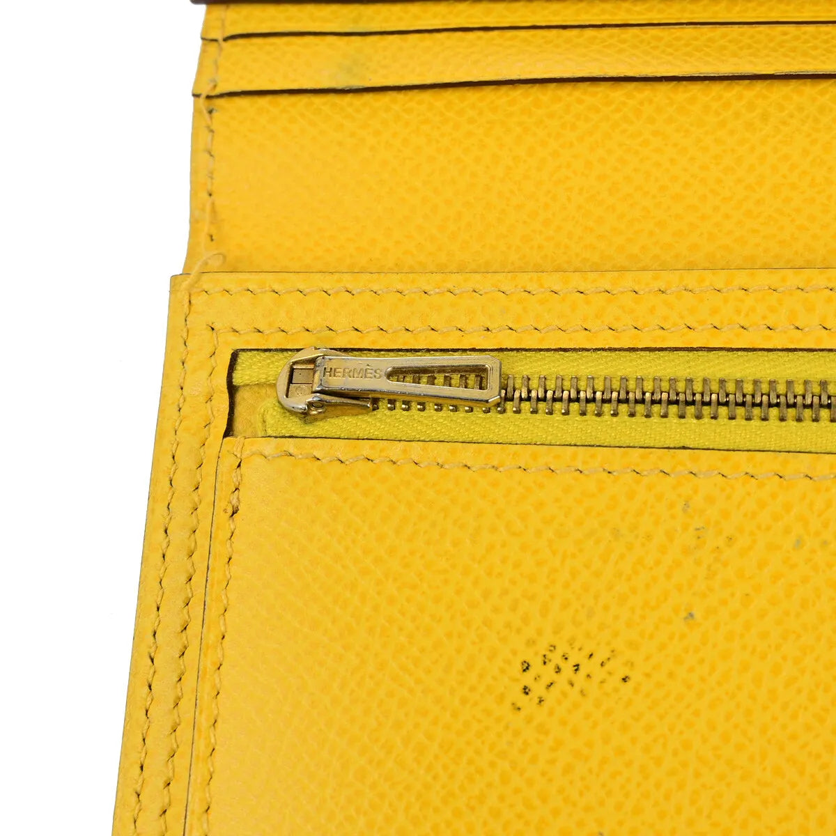 Hermes Bearn Trifold Epsom, Yellow, Leather, Wallet