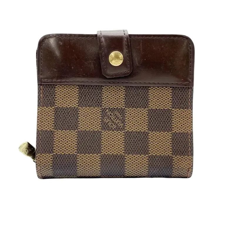 Louis Vuitton Compact Zippe Damier, Brown, Canvas, Wallet