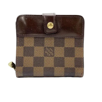 Louis Vuitton Compact Zippe Damier, Brown, Canvas, Wallet