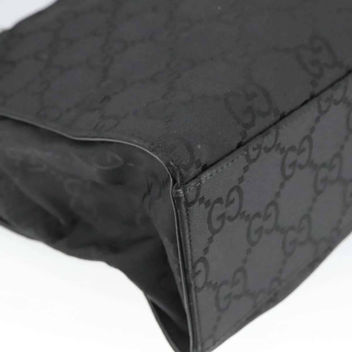 Gucci Vintage Bamboo Handle Tote GG Nylon, Black, Nylon, Tote Bag