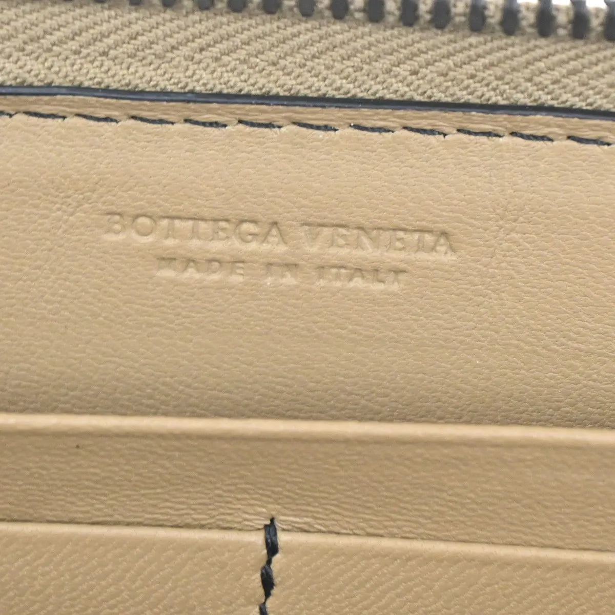 Bottega Veneta Intrecciato Long Zip Leather, Brown, Leather, Wallet