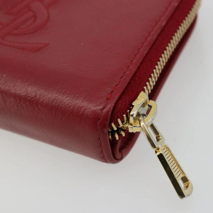 Saint Laurent Zipped Bifold Leather, Red, Leather, Wallet
