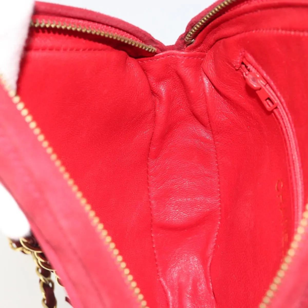 Chanel Vintage Diamond Tassel Quilted Suede, Red, Suede, Shoulder Bag