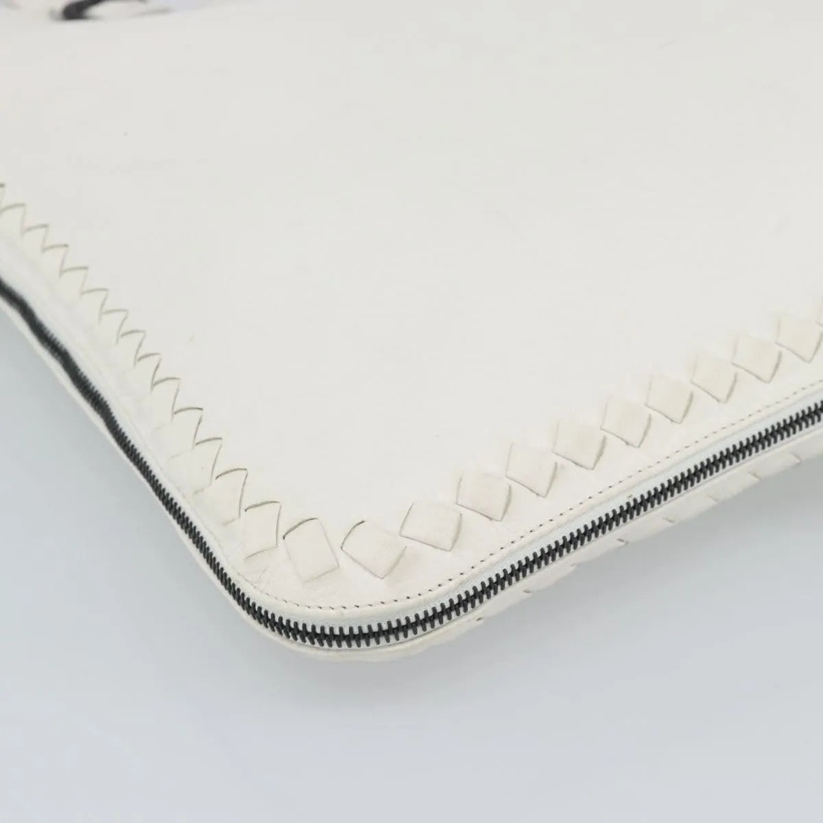 Bottega Veneta Belted Tote Intrecciato Nappa, White, Leather, Tote Bag