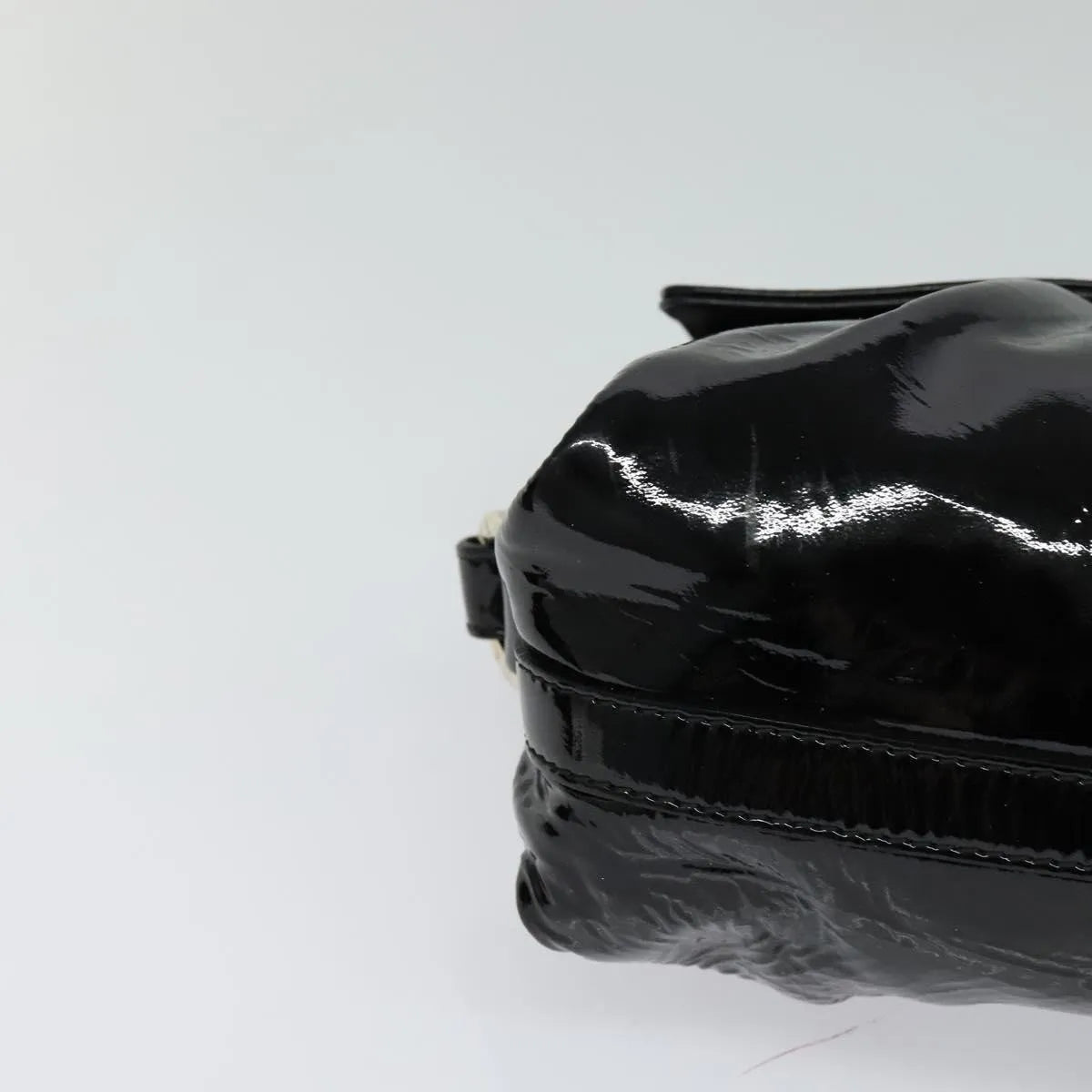 Bvlgari Chandra Flap Enamel, Black, Patent Leather, Shoulder Bag
