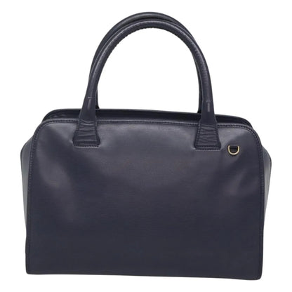 Celine Circle Logo Leather, Blue, Leather, Handbag