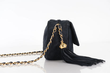 Chanel Vintage Camera Bag Suede, Black, Suede, Crossbody Bag