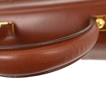 Salvatore Ferragamo Gancini Convertible Top Handle Leather, Brown, Leather, Handbag