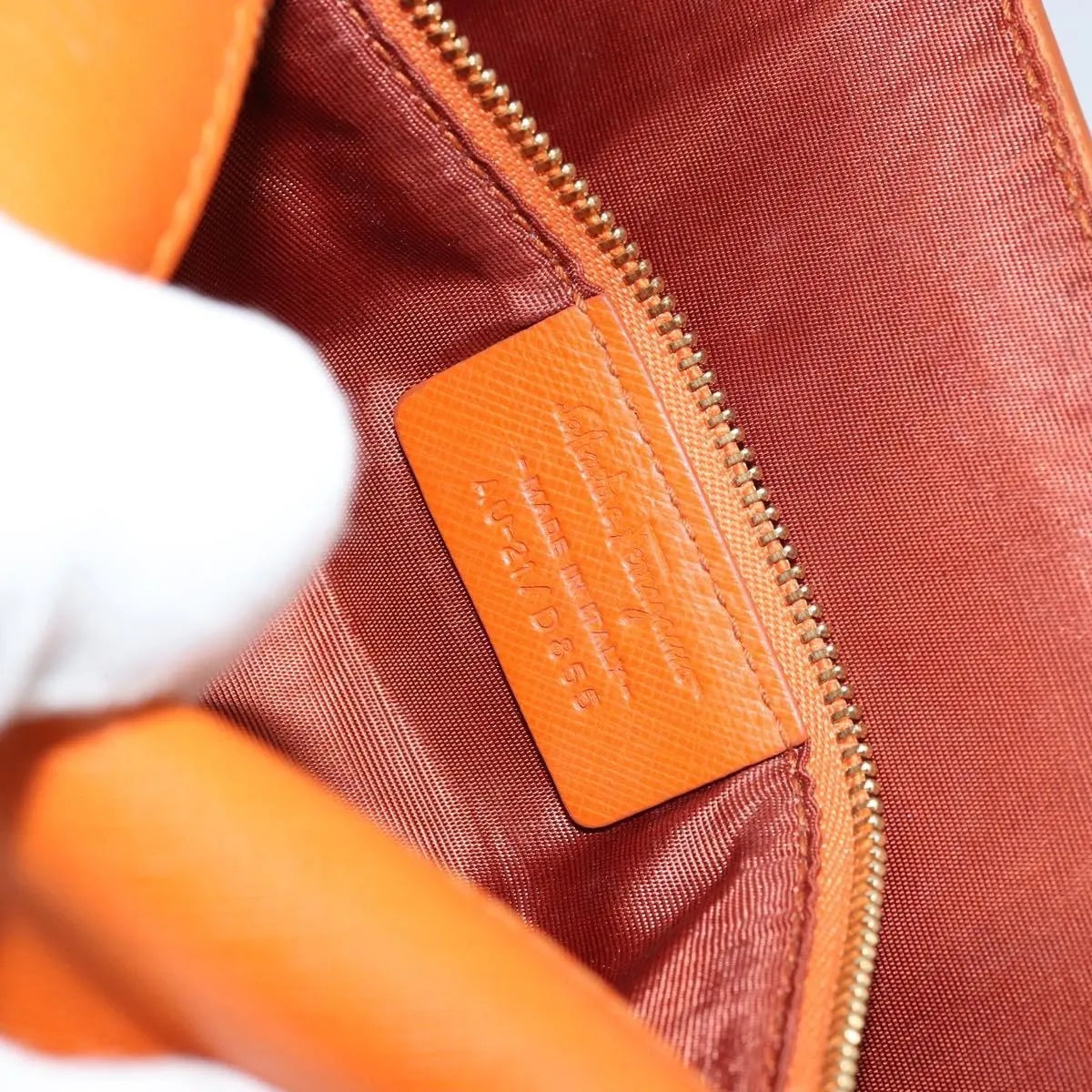 Salvatore Ferragamo Vara Bow Chain Clutch Leather, Orange, Leather, Shoulder Bag