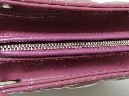 Christian Dior Lady Dior Patent, Purple, Patent Leather, Handbag