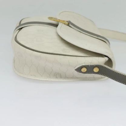 Christian Dior Vintage Honeycomb Flap Canvas and Leather, White, Canvas, Shoulder Bag