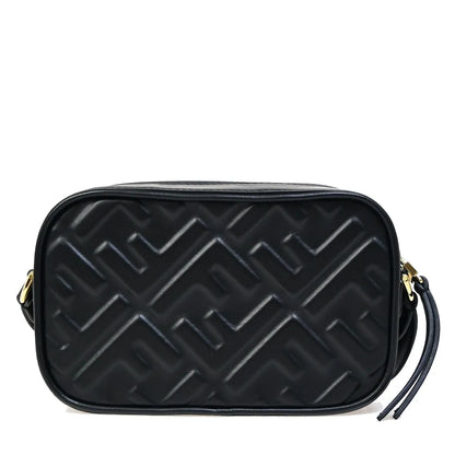 Fendi Camera Zucca Embossed Leather, Black, Leather, Handbag