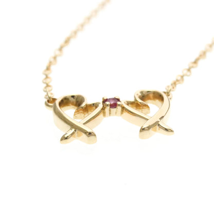 Tiffany & Co. Double Loving Heart Pendant 18K Rose Gold with Pink Sapphire, Gold, Pink Gold, Necklace