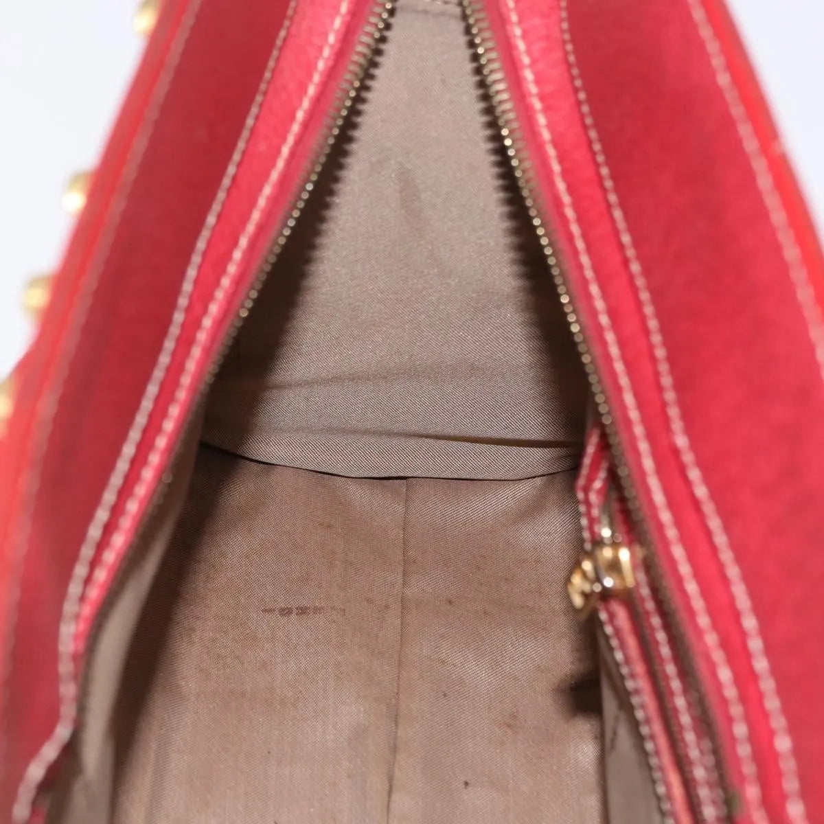 Fendi Studded Handle canvas, Red, Canvas, Handbag