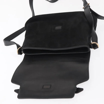 Salvatore Ferragamo Gancini Suede, Black, Suede, Shoulder Bag